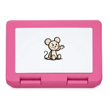 Cuddly mouse waving - Lunchbox - pink - Front