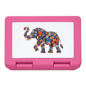 Motif floral d’éléphant en patchwork - Boîte à goûter - rose - Devant