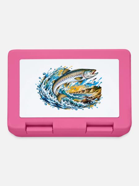Meerforelle farbig Wellen - Brotdose - Pink