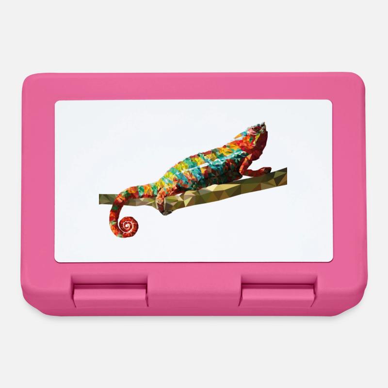 Chameleon Polygon Design Reptile Gift Idea - Lunchbox - pink
