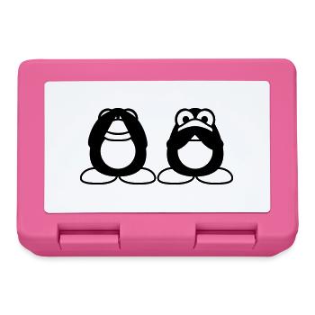 2 Pinguine nichts reden sehen stumm blind Freunde - Brotdose - Pink - Vorne