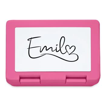 Emil Name Vorname Herzdekor - Brotdose - Pink - Vorne