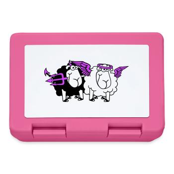2 Sheep Angel Devil Satan Hell Evil Heaven Good - Lunchbox - pink - Front