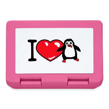 I Love Penguin Love Heart Symbol Cute Child Baby - Lunchbox - pink - Front