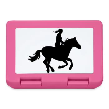 Silhouette Reiterin mit galoppierendem Pferd - Brotdose - Pink - Vorne