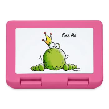 Frosch mit Krone - Frösche - König - Kiss Me - Brotdose - Pink - Vorne