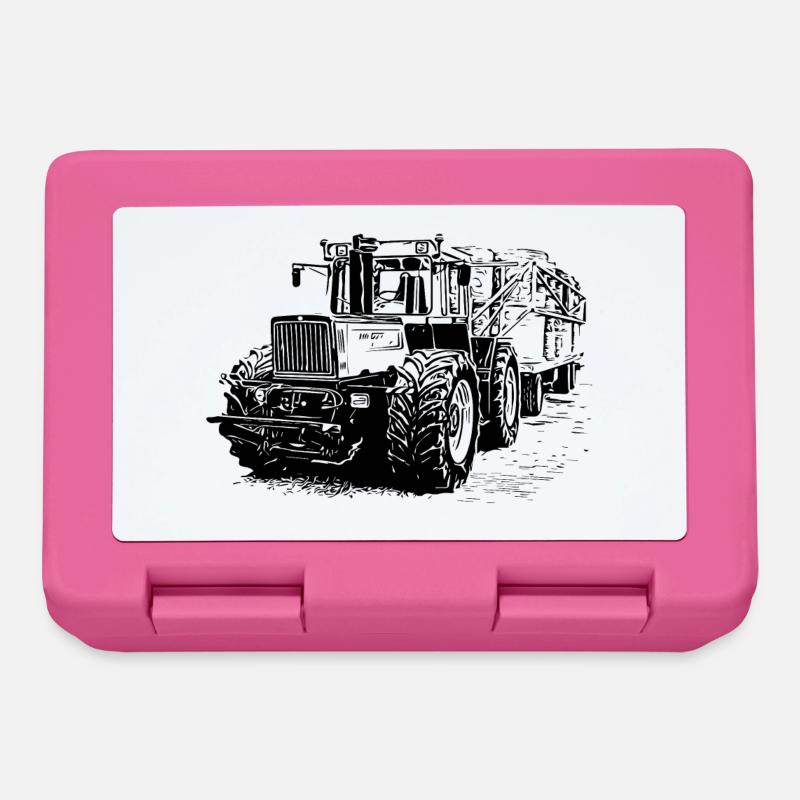 Alter MB trac 1300 TRAKTOR mit Strohanhänger - Brotdose - Pink