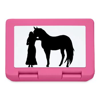 Frau mit Pferd - Brotdose - Pink - Vorne