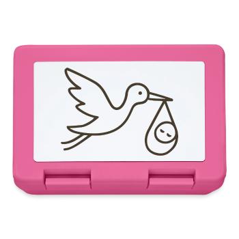 Cigogne avec bébé enfant - Arrivée minimale de bébé - Boîte à goûter - rose - Devant
