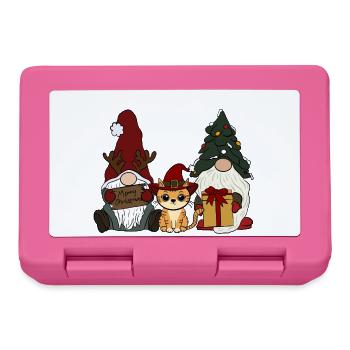 Katze mit Wichtel  - Brotdose - Pink - Vorne