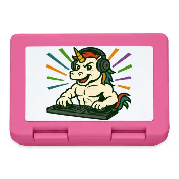 DJ Unicorn Mixing Decks in Colorful Party Art - Lunchbox - pink - Front