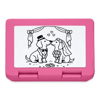 Dachshund Wedding Line Art - Lunchbox - pink - Front