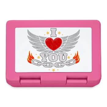 I Love You – Biker Heart Love Valentinstag - Brotdose - Pink - Vorne