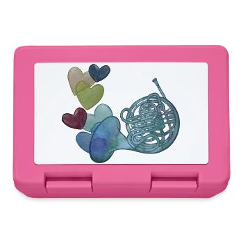 Herznote-Horn mit bunten Herzen - Brotdose - Pink - Vorne