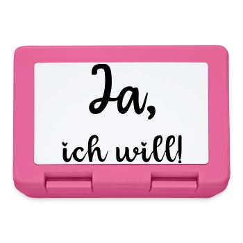Ja ich will, heiraten, Braut, Polterabend, JGA - Brotdose - Pink - Vorne