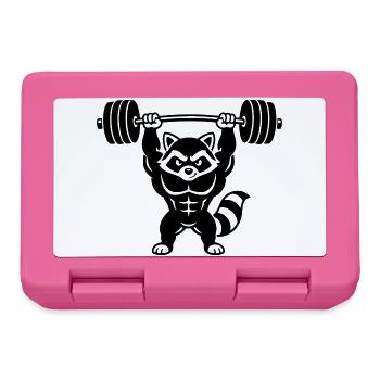 Muscle raccoon lifts barbell - Lunchbox - pink - Front