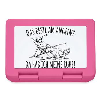 Angeln Da hab ich meine Ruhe Angler im Liegestuhl - Brotdose - Pink - Vorne