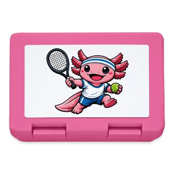 Axolotl beim Tennis – Süßes Sportmotiv - Brotdose - Pink - Vorne