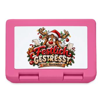 Weihnachtsmotiv Rentier gestresst Weihnachtsstress - Brotdose - Pink - Vorne