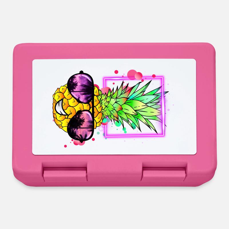 néon rétro ananas frais - Boîte à goûter - rose