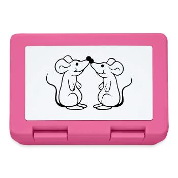 2 Mice Couple In Love Valentine's Day Touching Noses - Lunchbox - pink - Front