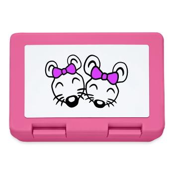 2 souris petites amies couple deux femmes filles équipe - Boîte à goûter - rose - Devant