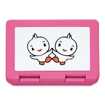 2 Ducks Friends Happy Cute Cute Friendly - Lunchbox - pink - Front