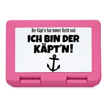 Der Käpt'n hat immer Recht Kapitän - Brotdose - Pink - Vorne