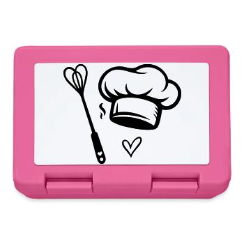 Kochmütze & Herz- Schneebesen - Kochen mit Liebe - Brotdose - Pink - Vorne