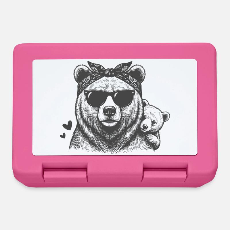 Maman Ours avec le bébé - Boîte à goûter - rose