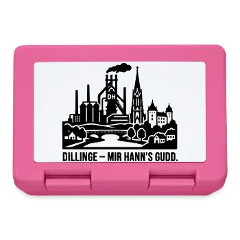 Dillingen Stadt Silhouette Spruch Mir hann's gudd - Brotdose - Pink - Vorne