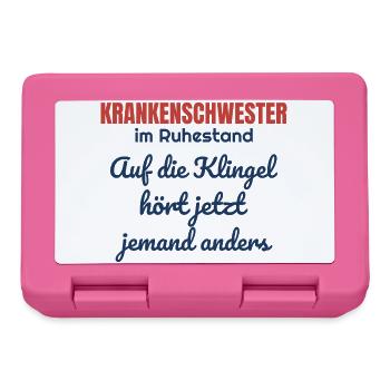Krankenschwester im Ruhestand – Patientenklingel - Brotdose - Pink - Vorne