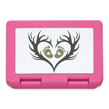 Baby-Jäger | Baby-Fußspuren und Geweihe - Brotdose - Pink - Vorne