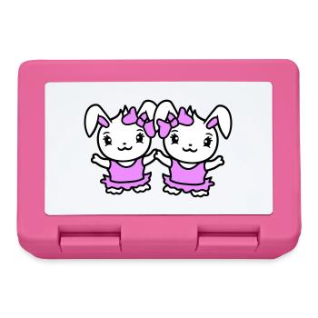2 Bunnies Girl Pretty Bow Woman Bunny Small - Lunchbox - pink - Front