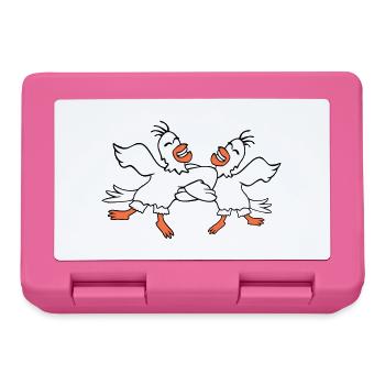 2 canards danse cercle danse polka fête célébrer le plaisir - Boîte à goûter - rose - Devant