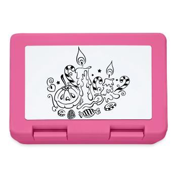 Halloween, candles with pumpkins and sweets - Lunchbox - pink - Front