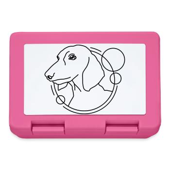 Dackel in geometrischer Form - Line-Art-Design - Brotdose - Pink - Vorne