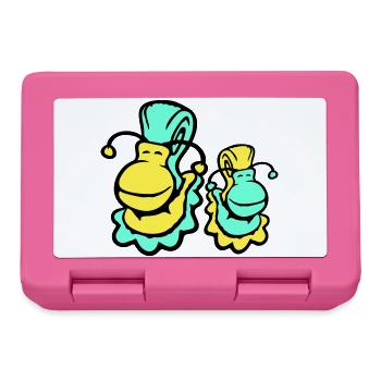 2 snail shell snails child dad mom family - Lunchbox - pink - Front