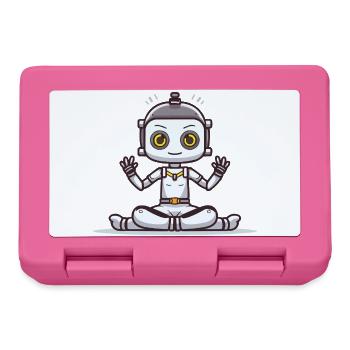 Kleiner Roboter im Lotussitz - Brotdose - Pink - Vorne