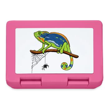 Chameleon On Branch with Spider Web - Lunchbox - pink - Front