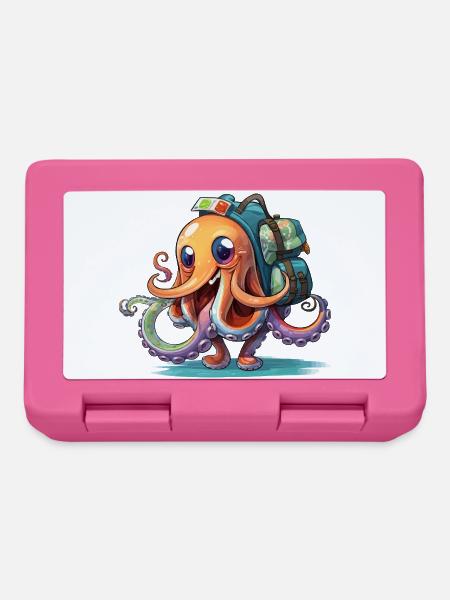 Oktopus Entdecker mit Rucksack - Brotdose - Pink