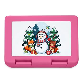 Cozy Snowman with Winter Friends - Lunchbox - pink - Front