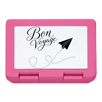 Bon Voyage gute Reise Papierzug Flugzeug France - Brotdose - Pink - Vorne