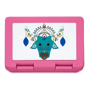 Blauer Stier mit festlichem Kopfschmuck - Brotdose - Pink - Vorne