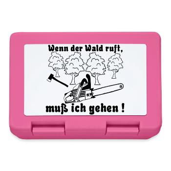 Motorsäge , Kaminholz , wenn der Wald ruft muß ich - Brotdose - Pink - Vorne