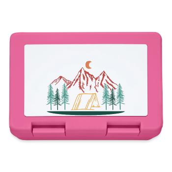 Camping Mountains Night Tent Nature Outdoor Adventure - Lunchbox - pink - Front