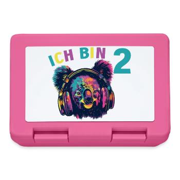 Koala Koalabär 2 Geburtstag mit Kopfhörer Musik - Brotdose - Pink - Vorne