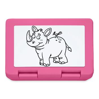 Rhino Kawaii coloring page hand-illustrated - Lunchbox - pink - Front
