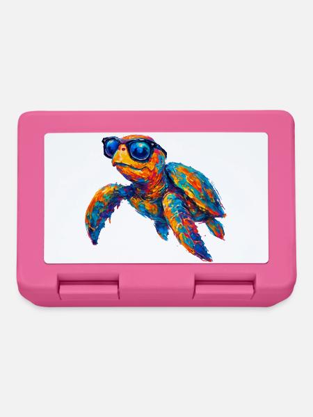 Bunte Schildkröte mit Sonnenbrille - Brotdose - Pink