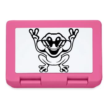 Frosch Kröte cool Sonnenbrille Victory Peace Hände - Brotdose - Pink - Vorne